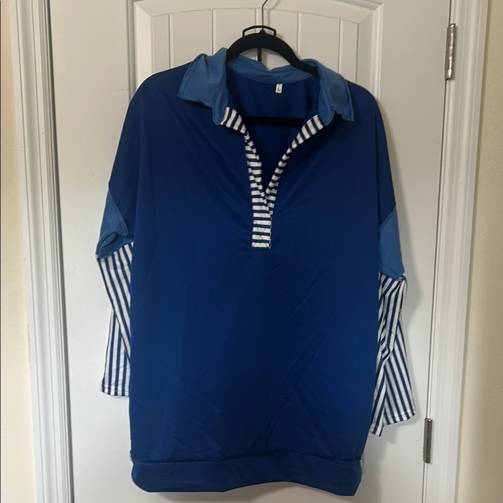 Amazon Blue Oversized Polo Top